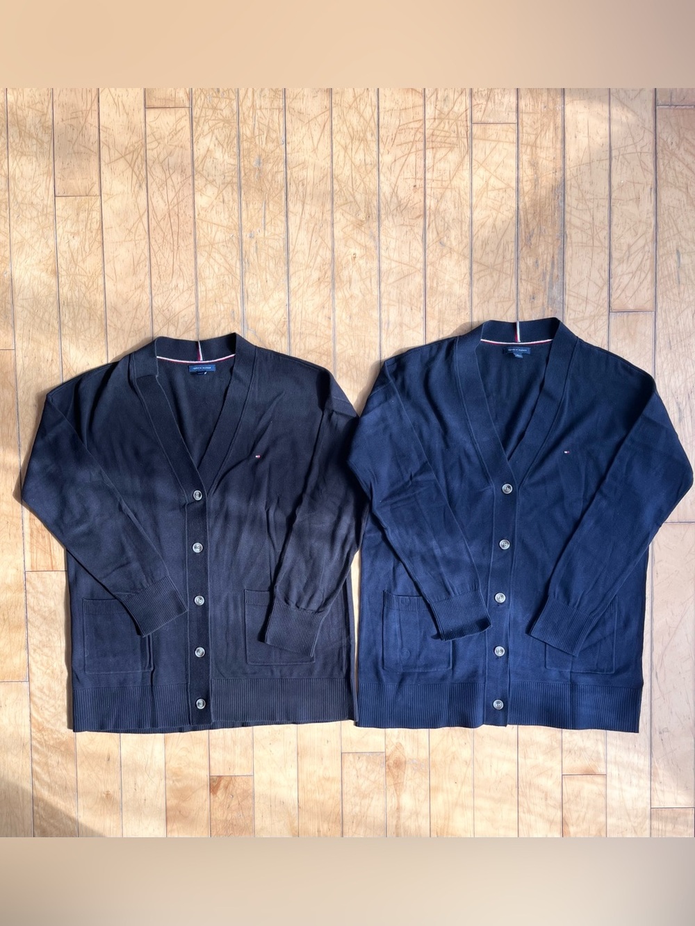 Tommy Hilfiger 100% Cotton Navy Black Classic Preppy Cardigan Bundle Size Medium